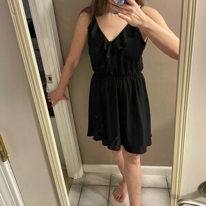 Lush black chiffon flutter mini dress size M nursing-friendly LBD sleeveless